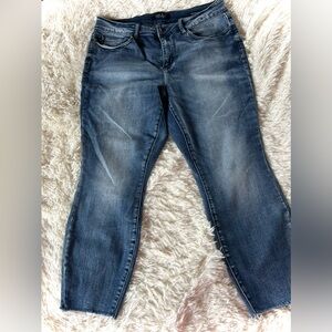 Judy Blue Distressed Pocket Mid-Blue Relaxed Fit Jeans 16W